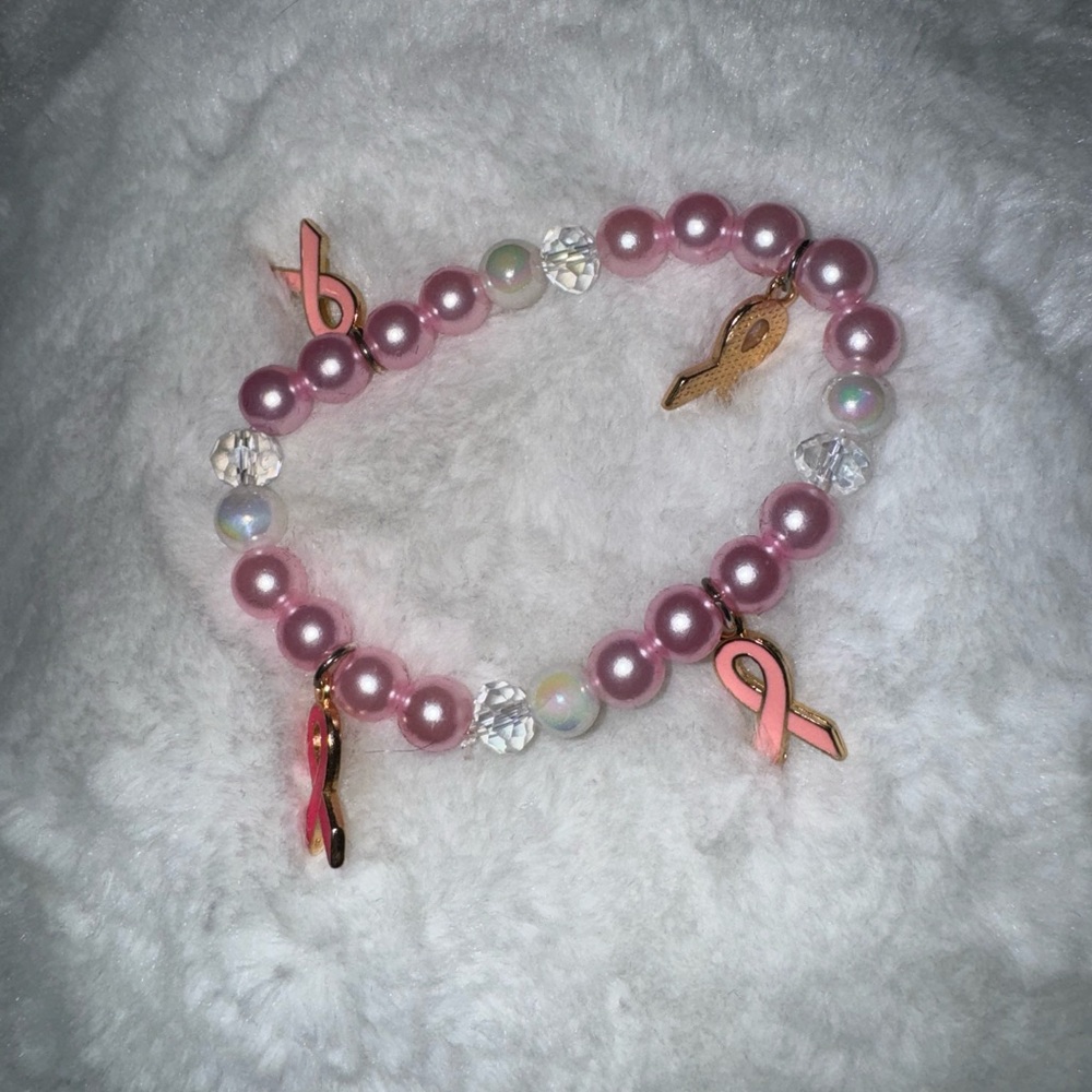 Breast cancer charm bracelet